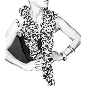 Vintage Missoni Scarf Black White Ruffled Silk Wrap Collar Y2K Italian Accessory